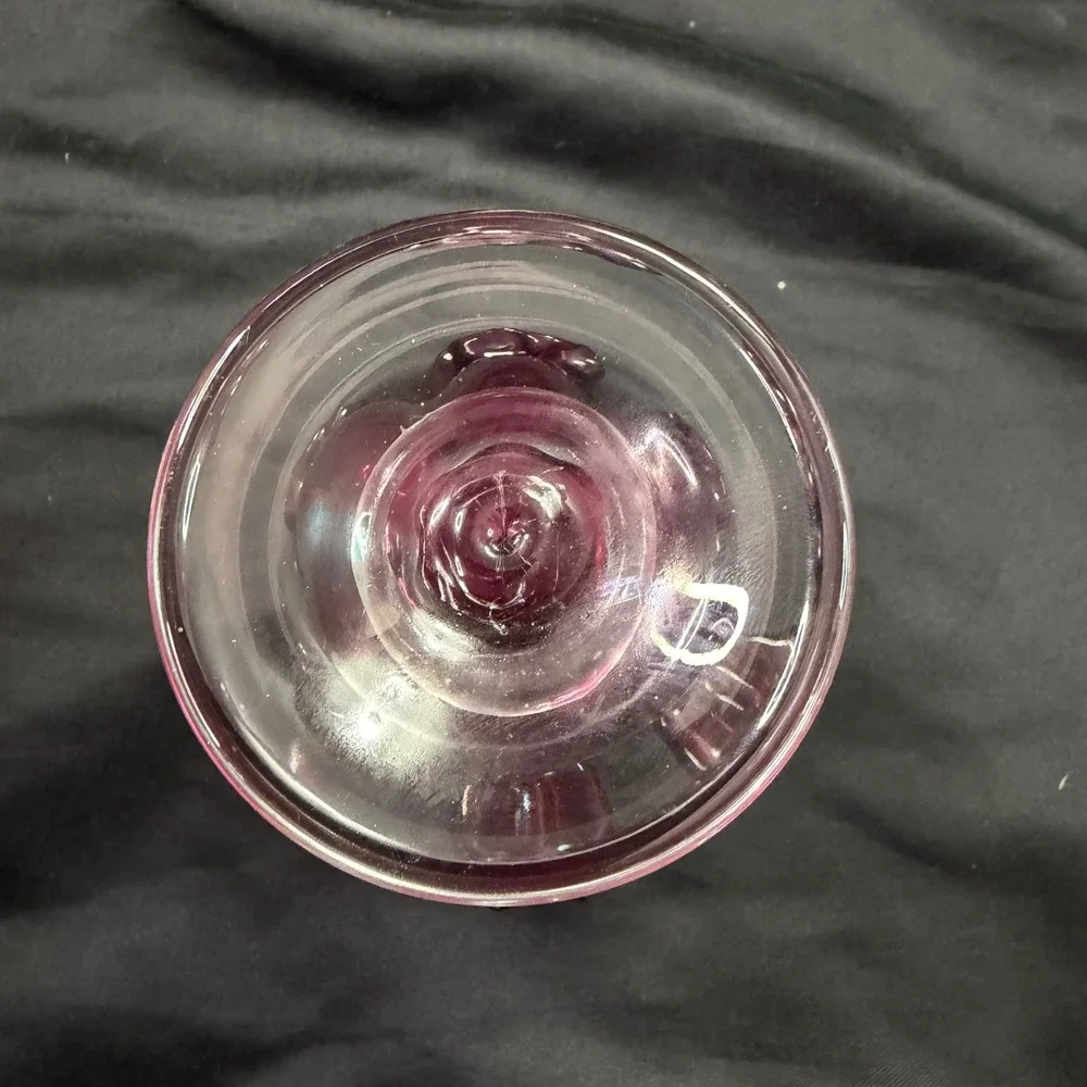 Vintage Fenton Cranberry Glass Melon Ribbed Vase Ruffled Rim Clear Pedestal Foot